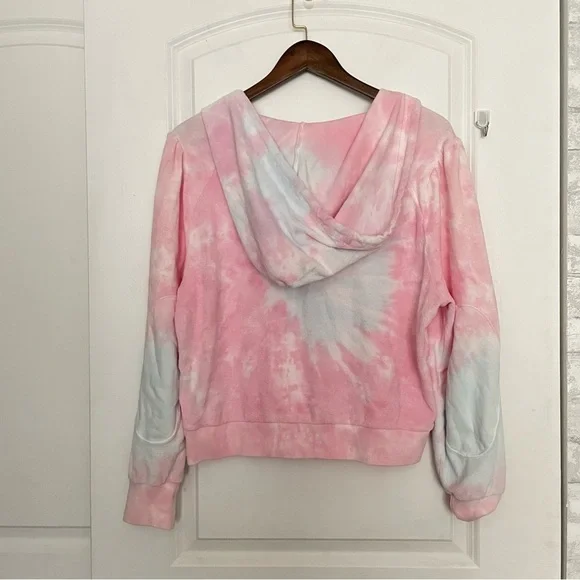 Loveshackfancy Kirby Hoodie in Cherry Fizz cropped terry beaded pink tie dye - Picture 4 of 8